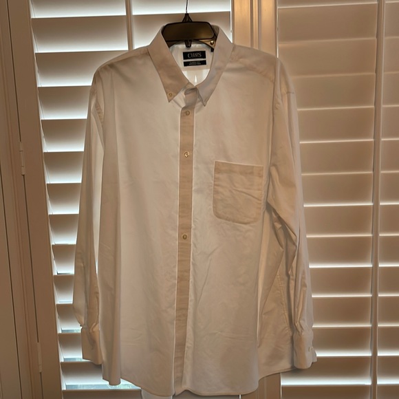 CHAPS men’s white Oxford button down, long sleeve, Sz 18-18-1/2 sleeves 34/35 - Picture 1 of 4